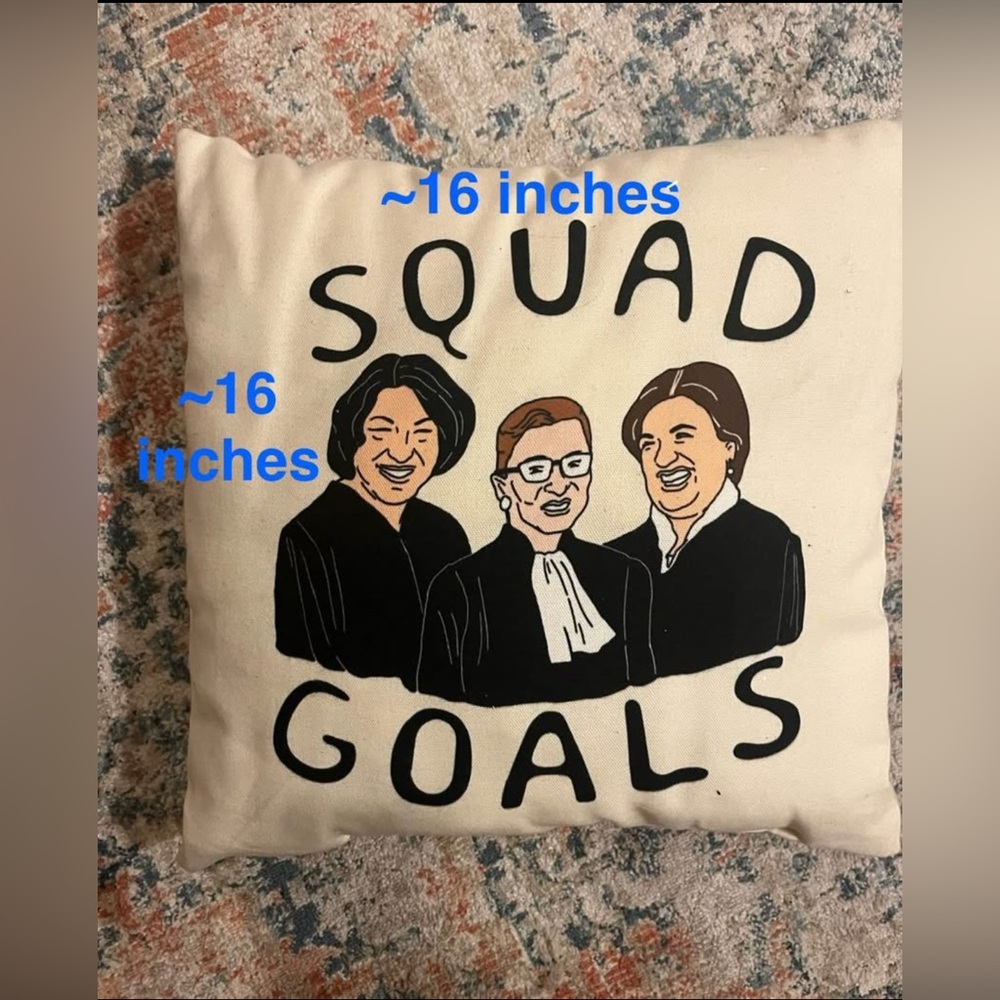 Square printed Accent Throw Pillow 16” Beige 4 Supreme Court Justices Ginsburg